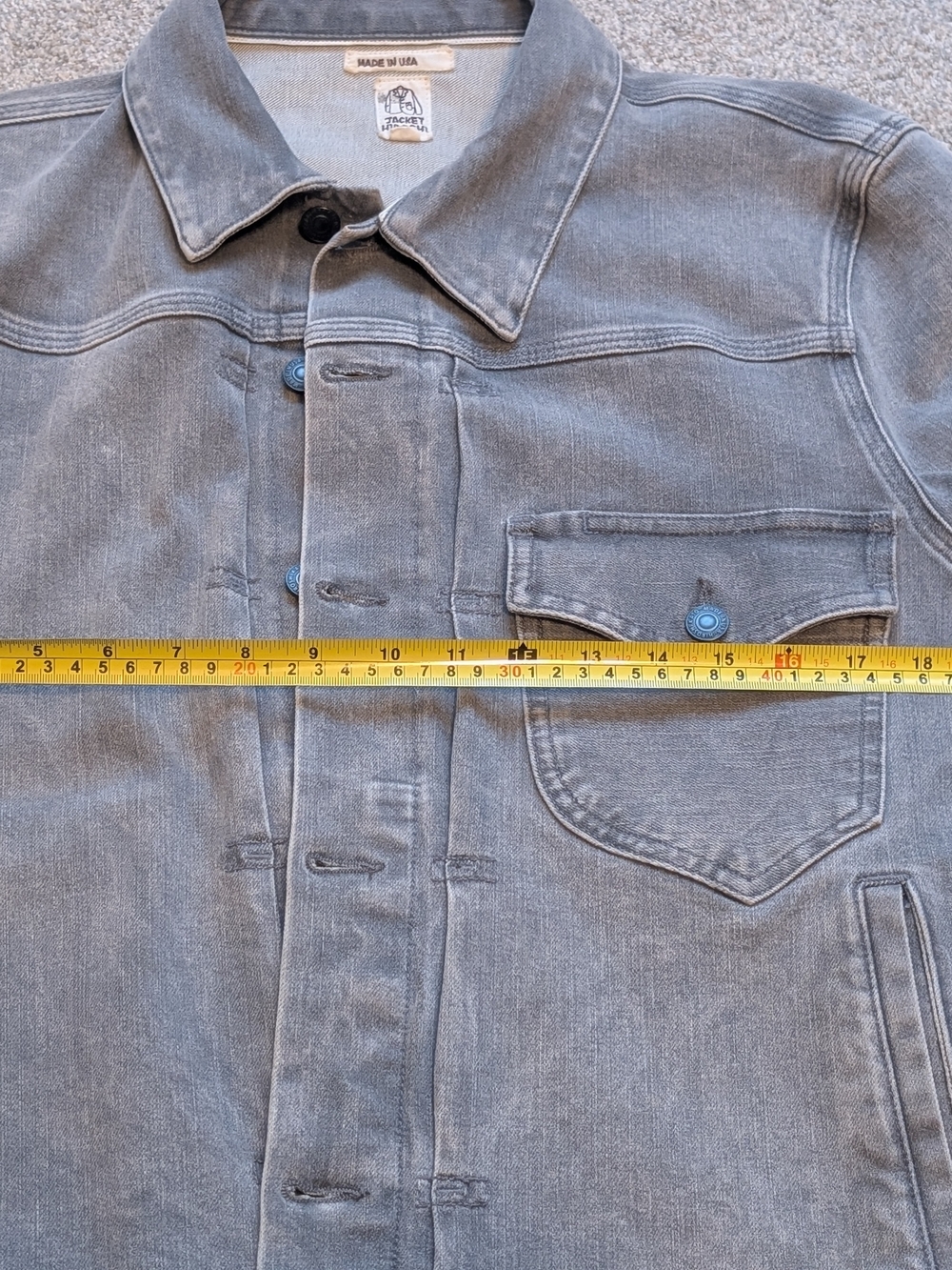 Hiroshi Kato "The Blade" Men’s Gray Stretch Denim Jacket Selvedge Made In USA - Picture 10 of 13